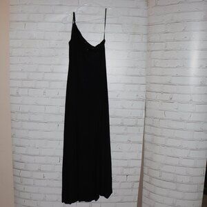 🖤 Calvin Klein One‑Shoulder Spaghetti‑Strap Maxi Dress · Size 6 · Black